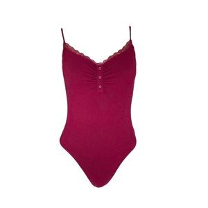 Forever 21 red lace-trim cami bodysuit size medium